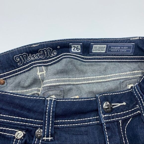 Miss Me easy skinny size 26 dark wash fleur de lis - Picture 9 of 12